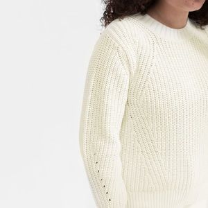 Cream Everlane Texture Cotton Crew Sweater XL
